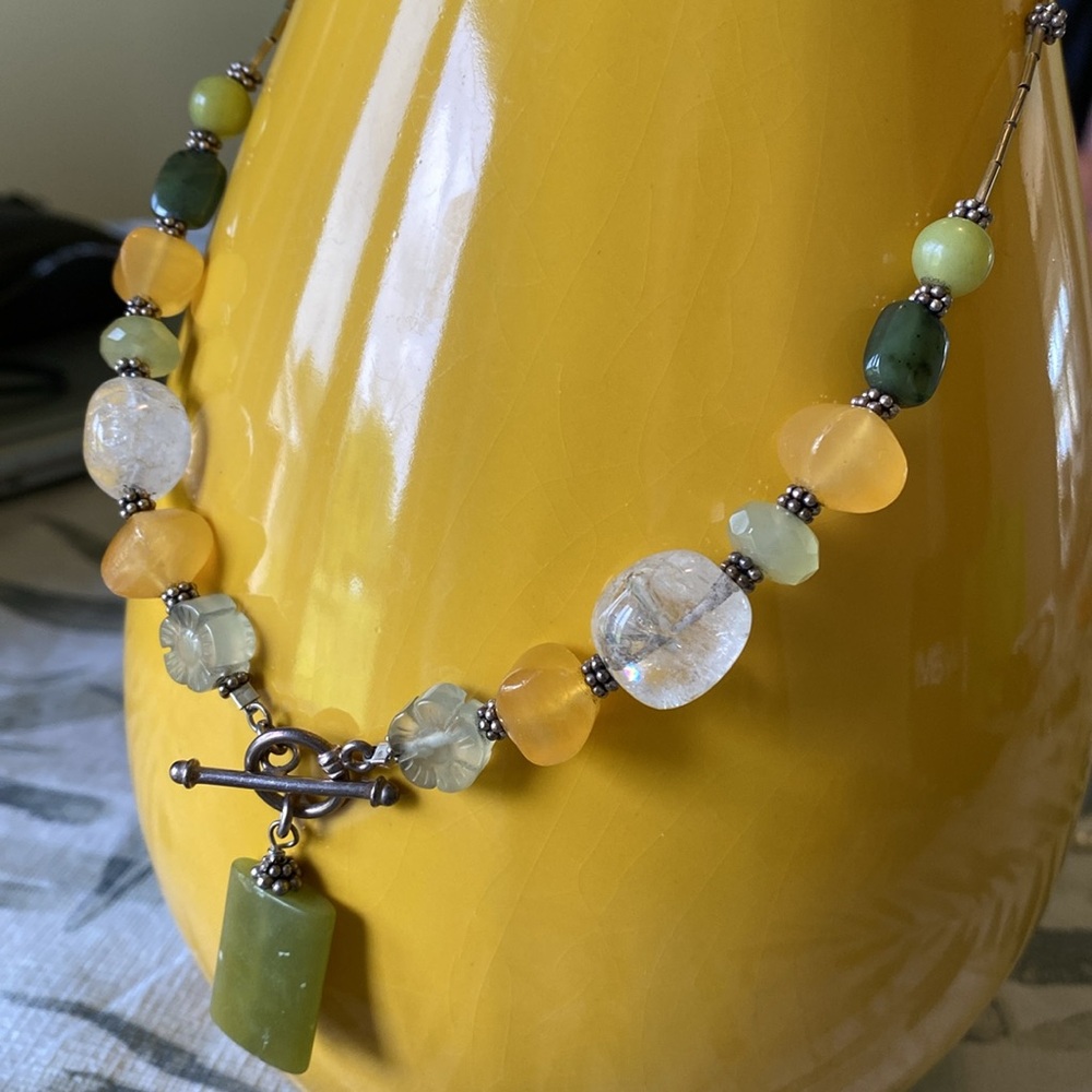 Vintage Natural Stone & Silver Necklace